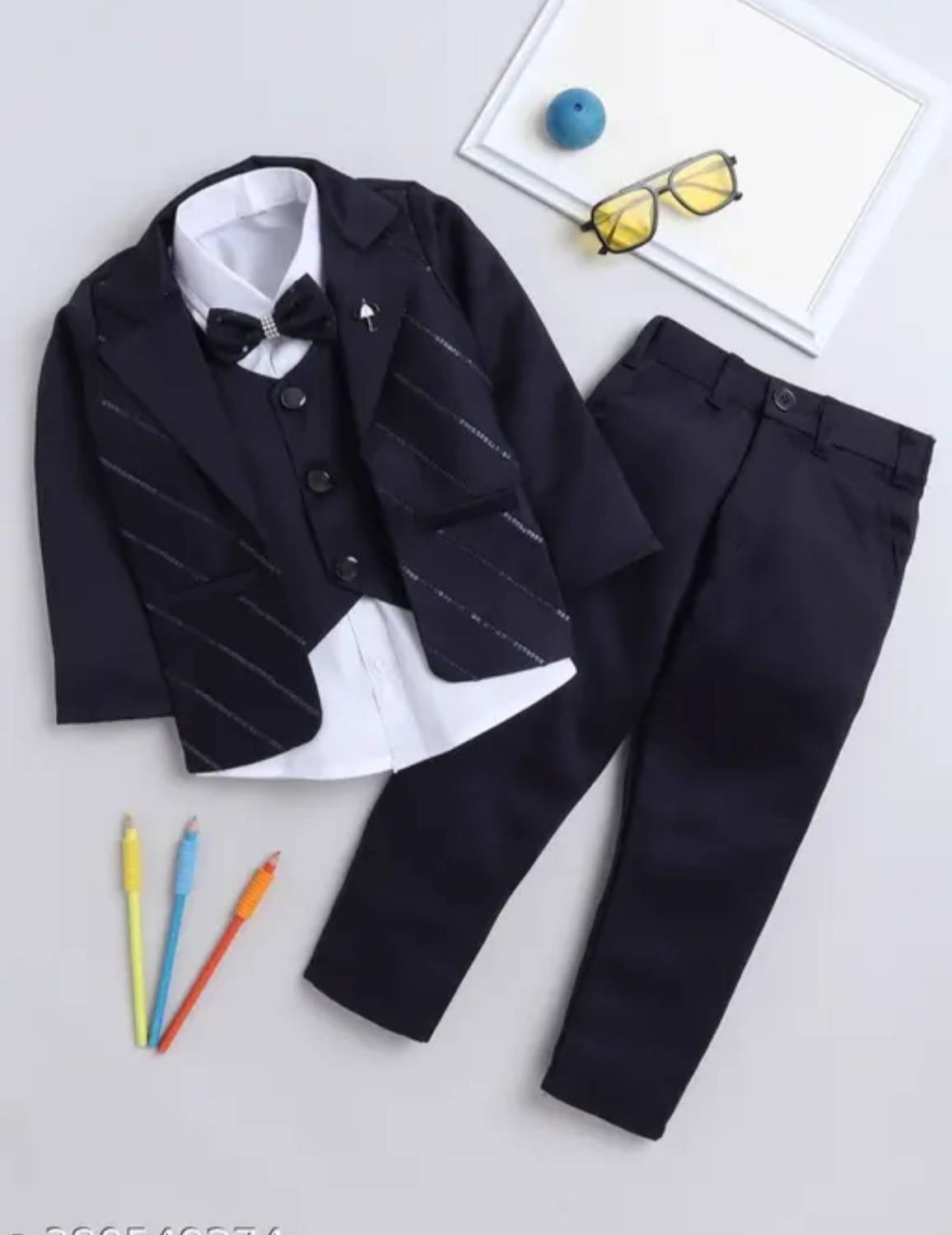 AJ STYLES Boys Festive & Party, Wedding Shirt, Waistcoat and Pant Set