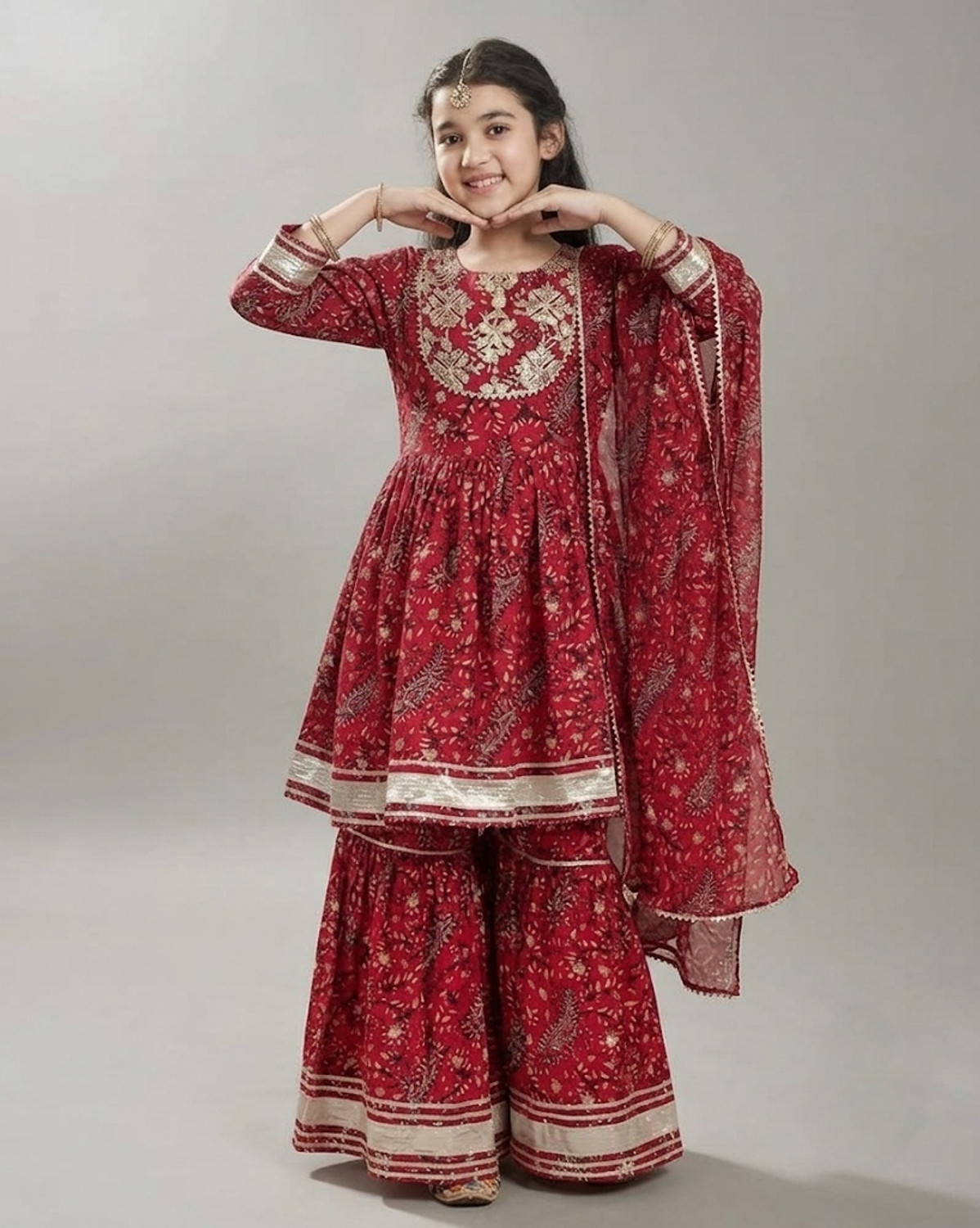 Image of KDM FASHION Girls Festive & Party Kurta and Sharara Set
