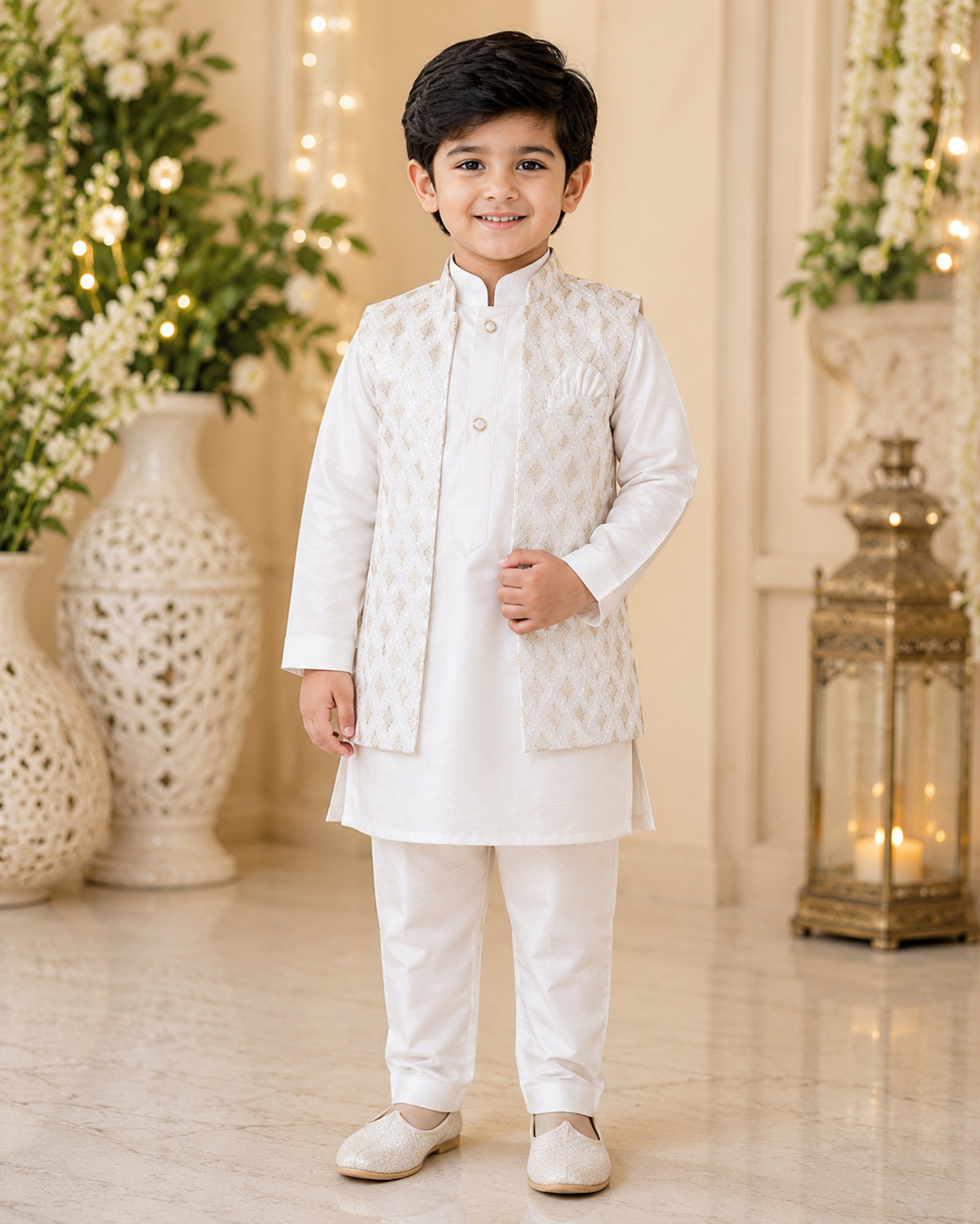 MMGGarments Boys Festive & Party Kurta, Waistcoat and Pyjama Set