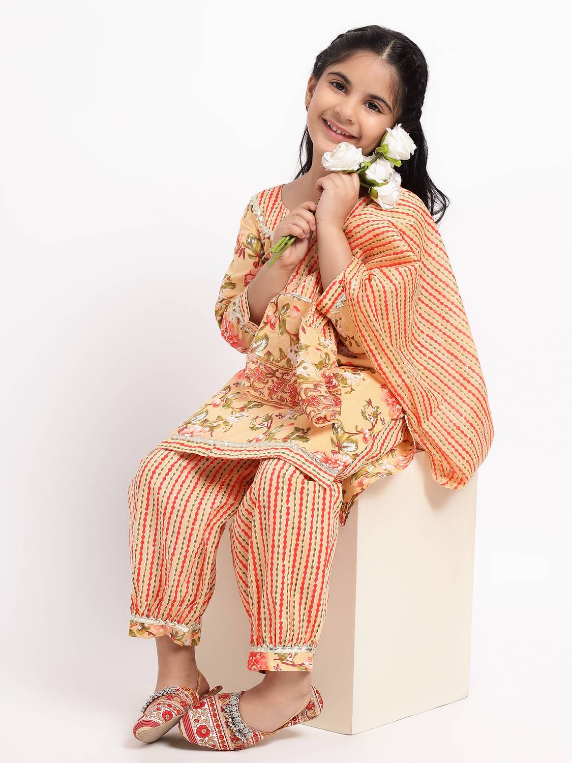 Kids Villa Baby Girls Wedding Kurta and Palazzo Set