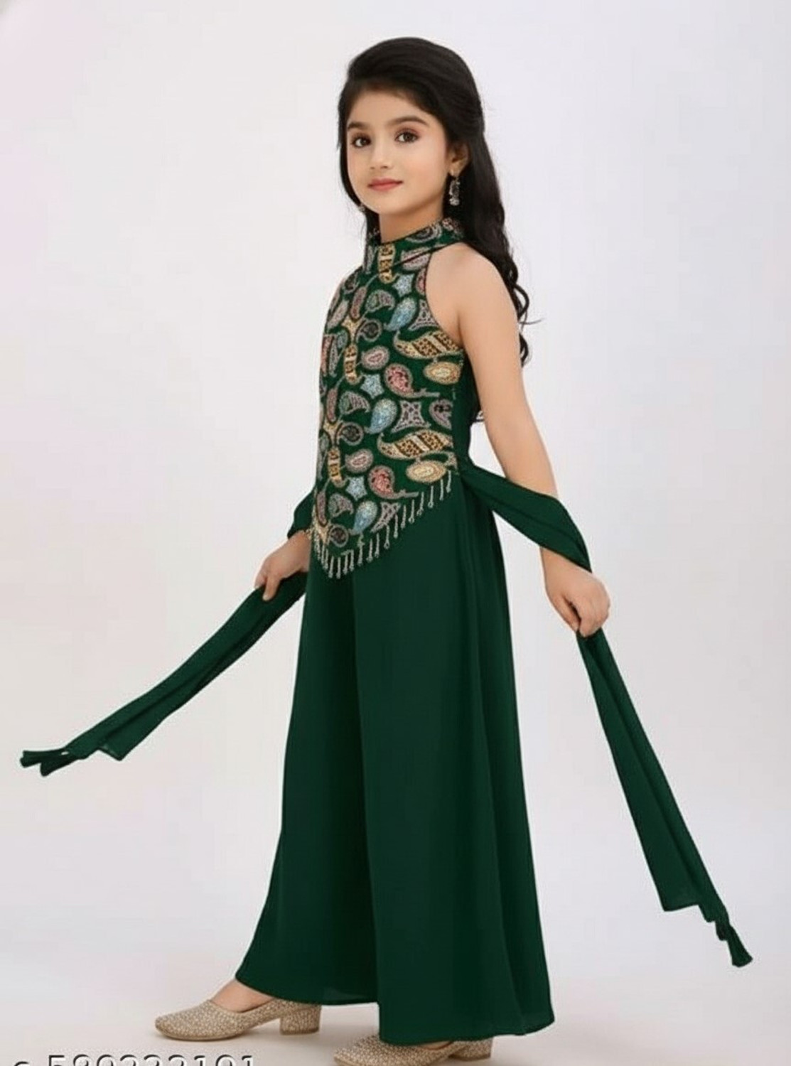 Image of PRAMUKH Girls Festive & Party, Wedding, Formal Kurta and Palazzo Set