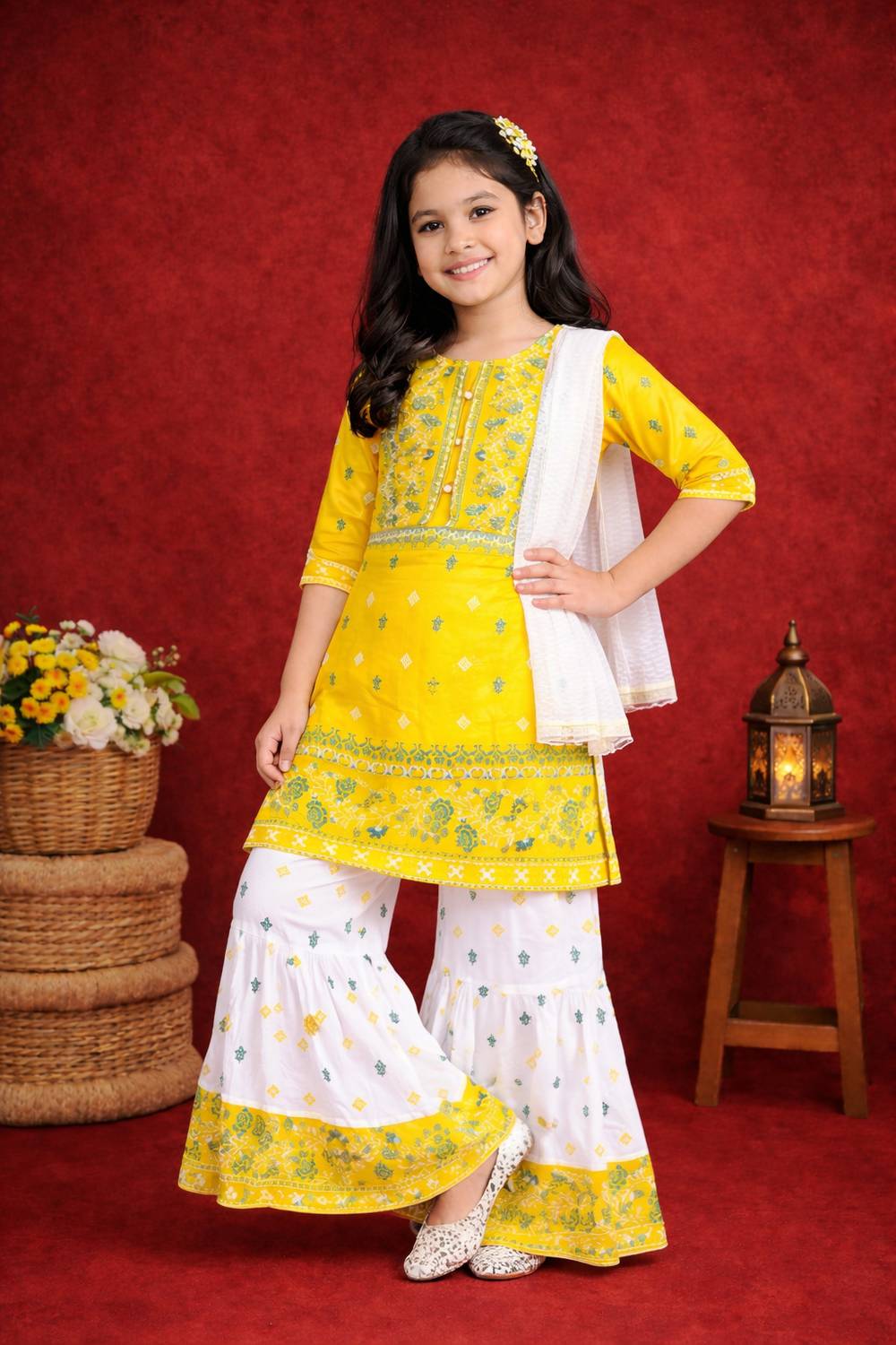 BBA Fashion Girls Festive & Party Kurta and Sharara Set