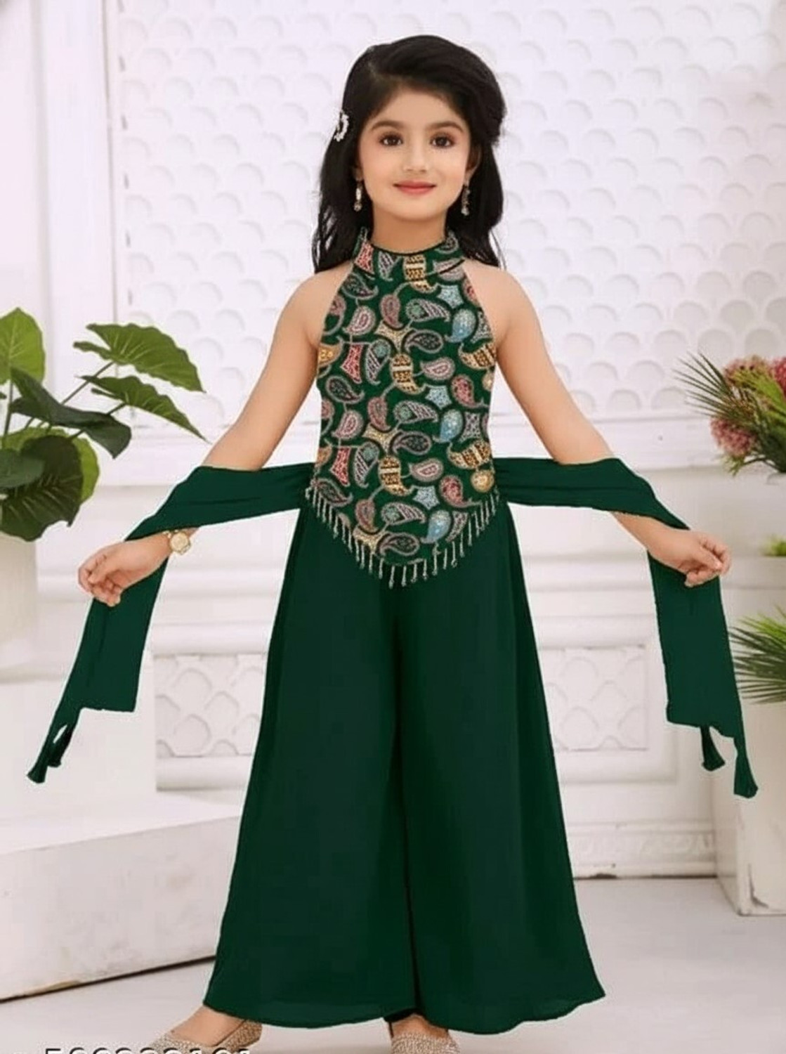 Image of PRAMUKH Girls Festive & Party, Wedding, Formal Kurta and Palazzo Set