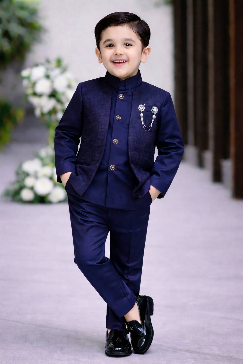 Adinath Collection Boys Formal, Festive & Party Kurta, Waistcoat and Pyjama Set