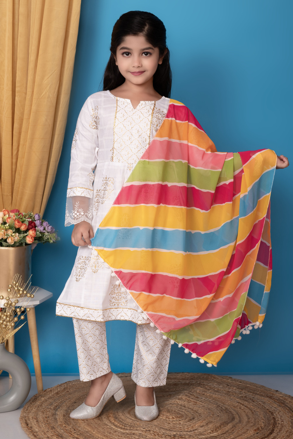 Image of barkatdesigningplanet Girls Festive & Party Kurta and Pyjama Set