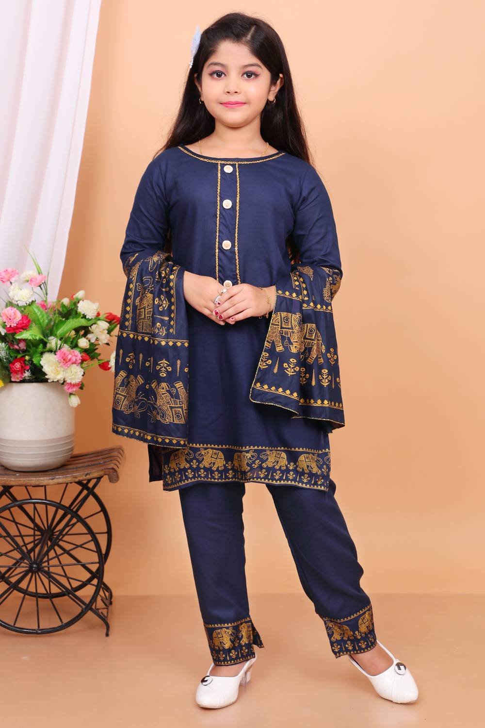 afiyafashionpoint Girls Casual Kurta and Dupatta Set