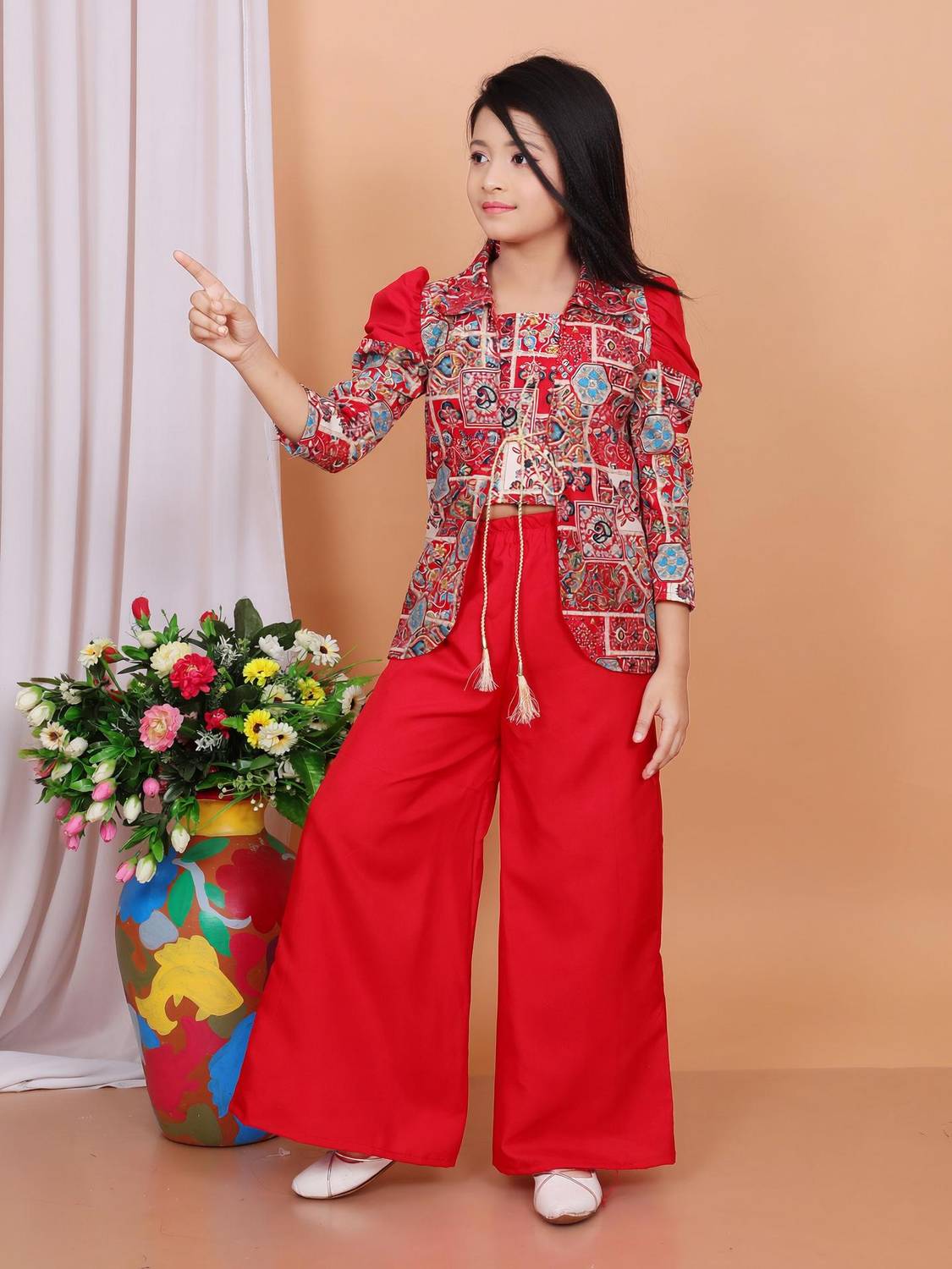 Bjmdresses Girls Festive & Party Ethnic Jacket, Blouse and Palazzo Set