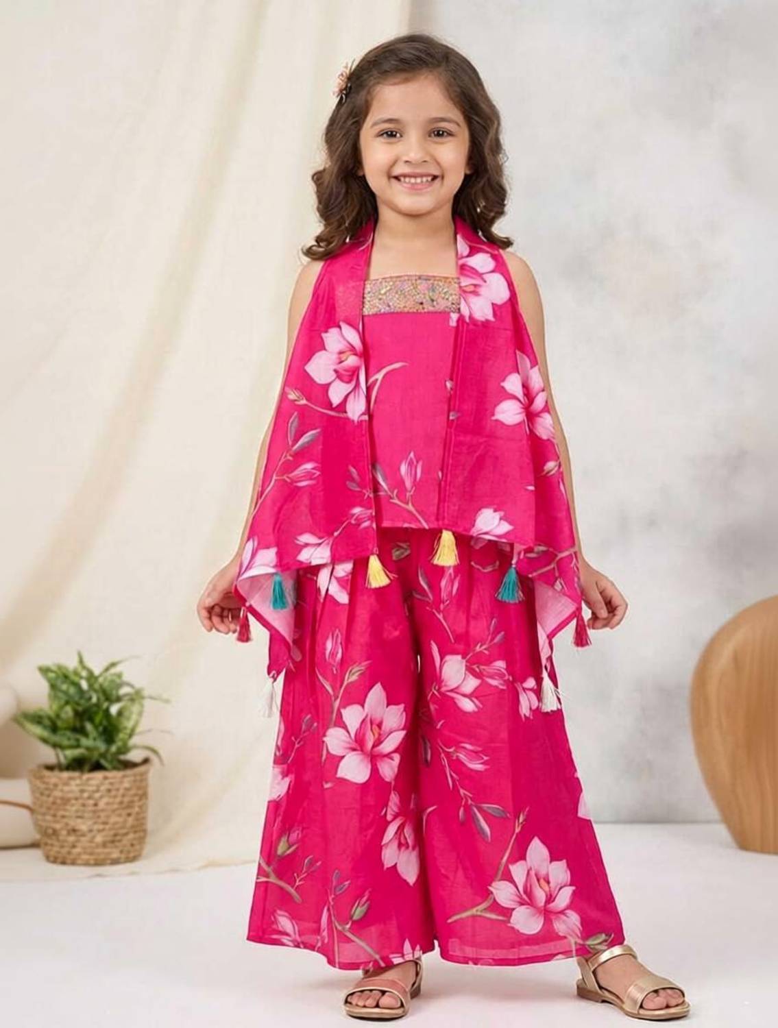 The Arjun Mart Girls Festive & Party Kurta and Palazzo Set