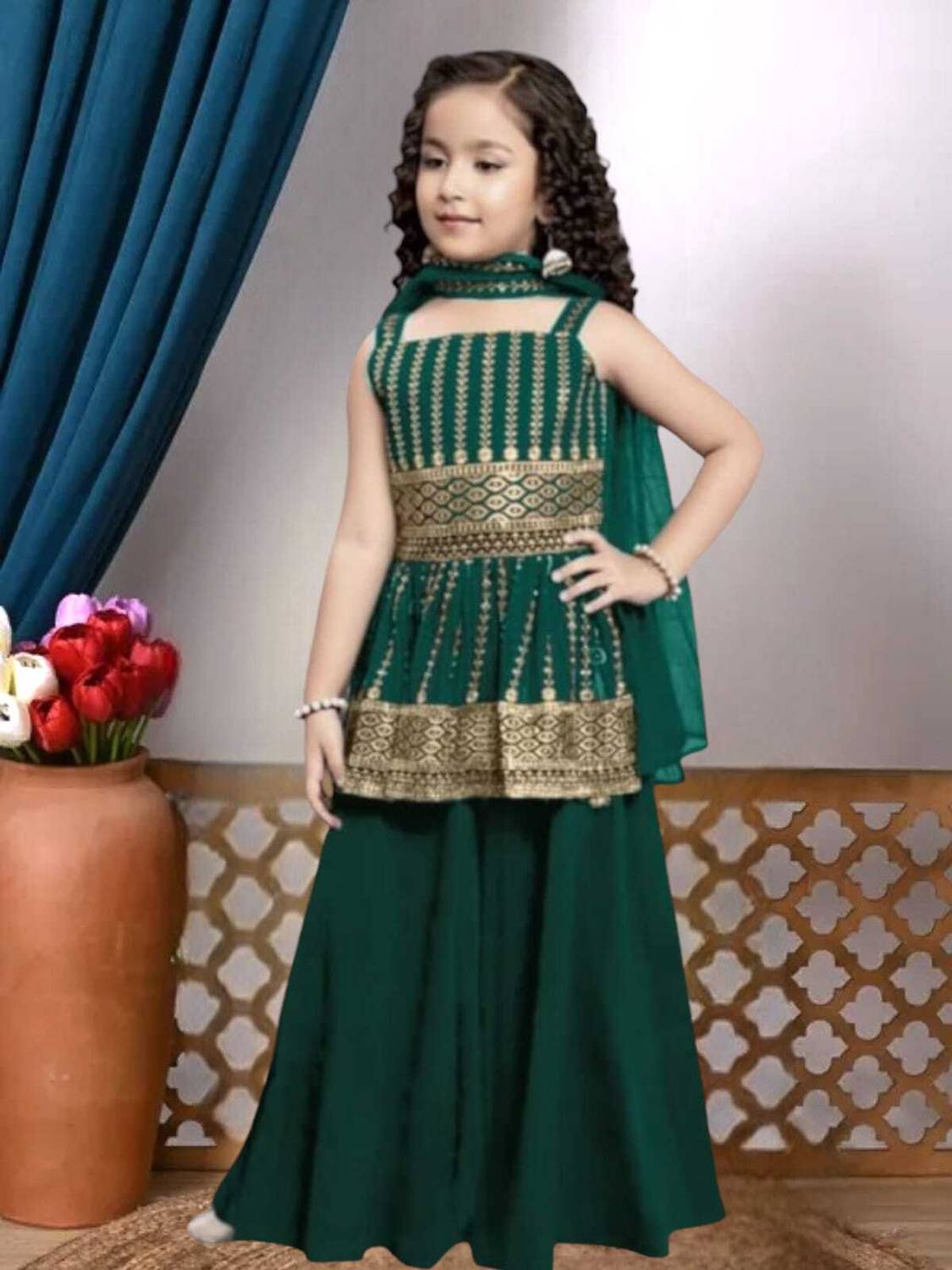 MODINA ENTERPRISE Girls Festive & Party Kurta and Palazzo Set