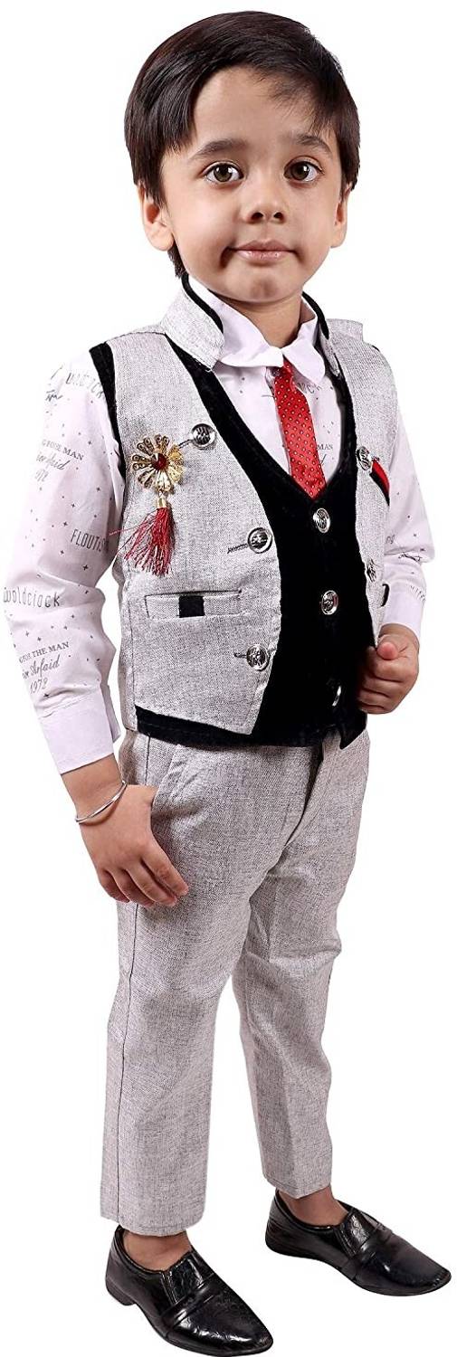 24era Boys Festive & Party Shirt, Waistcoat and Pant Set
