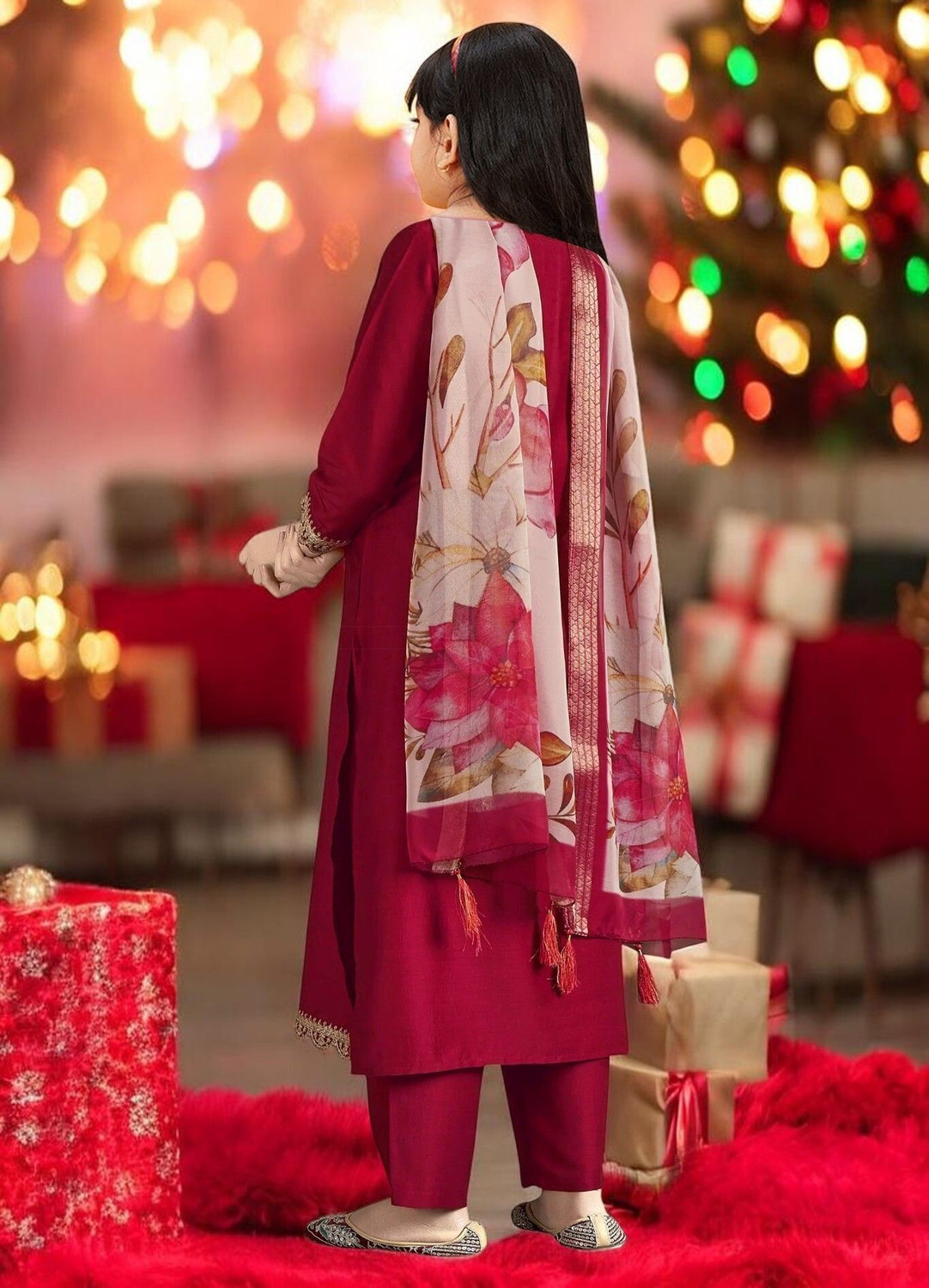 Image of Spangel Fashion Girls Festive & Party Kurta and Trouser Set