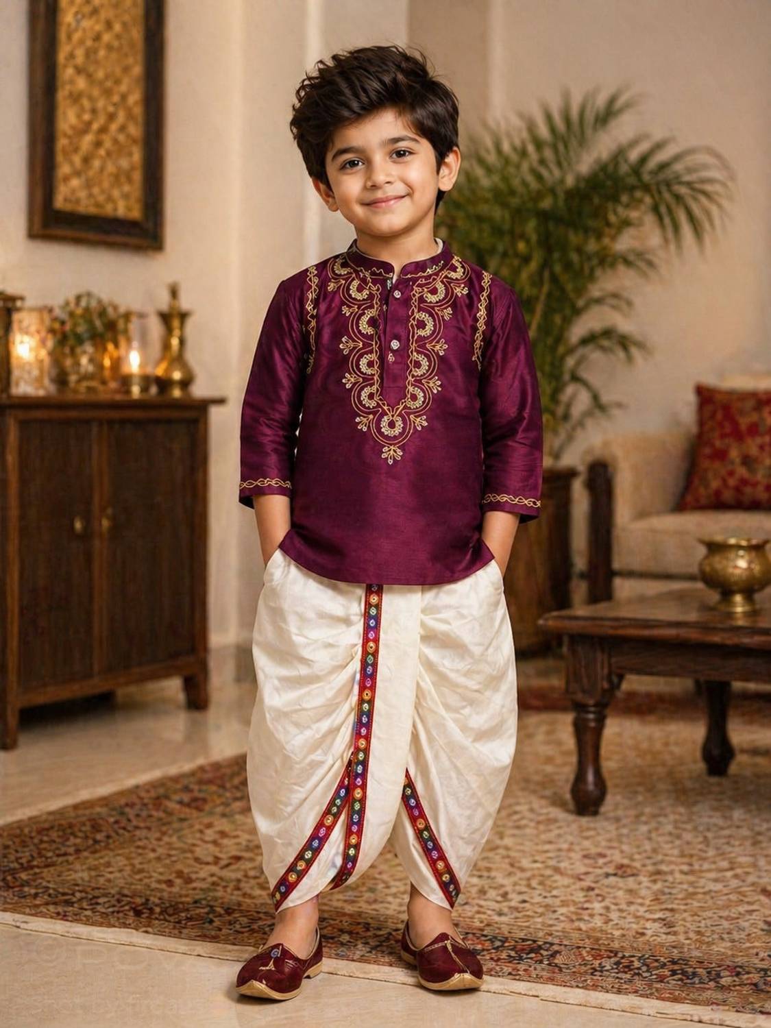Calcutta Mart Boys Festive & Party Kurta and Dhoti Pant Set
