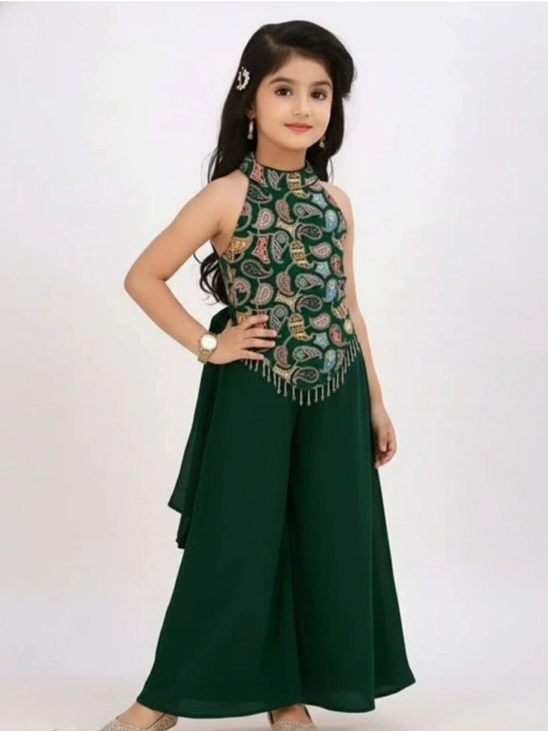 Image of PRAMUKH Girls Festive & Party, Wedding, Formal Kurta and Palazzo Set