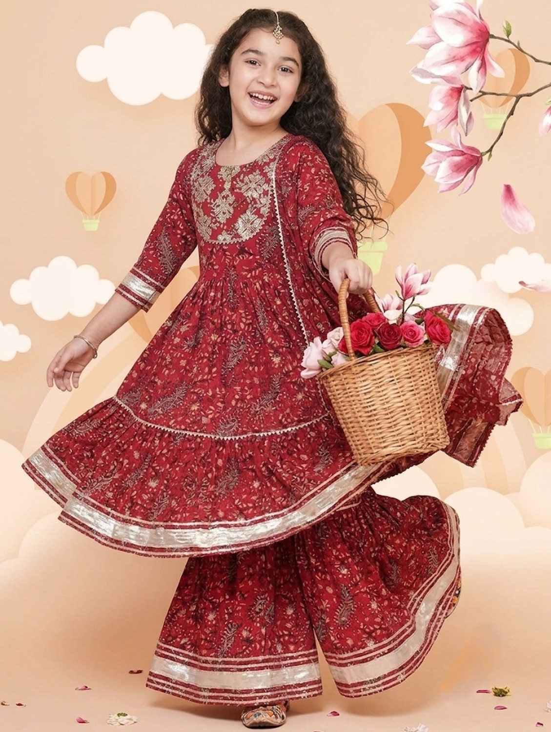 Image of KDM FASHION Girls Festive & Party Kurta and Sharara Set