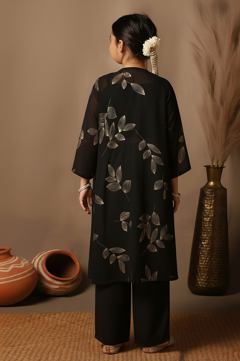 Image of Fashion Dream Girls Festive & Party Ethnic Jacket, Blouse and Palazzo Set