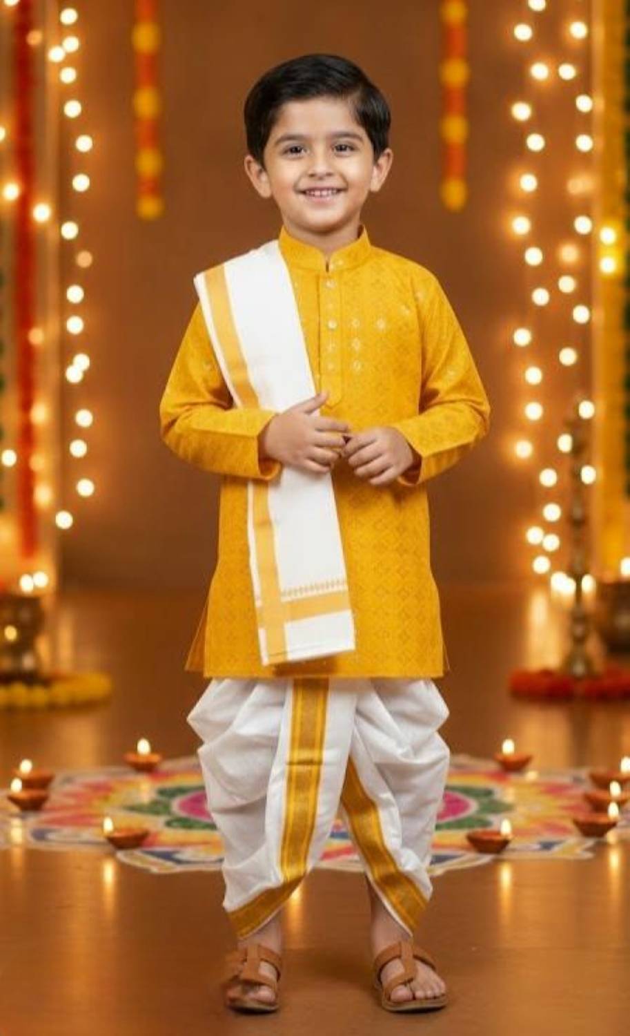 ABLASKAR FASHION Baby Boys Festive & Party Kurta, Dhoti Pant & Dupatta Set