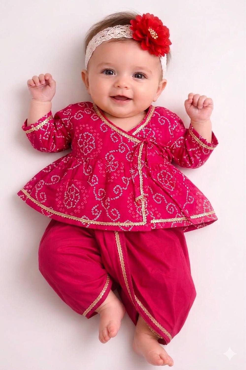 Amazekidz Baby Girls Festive & Party, Wedding Angarkha and Dhoti Pant