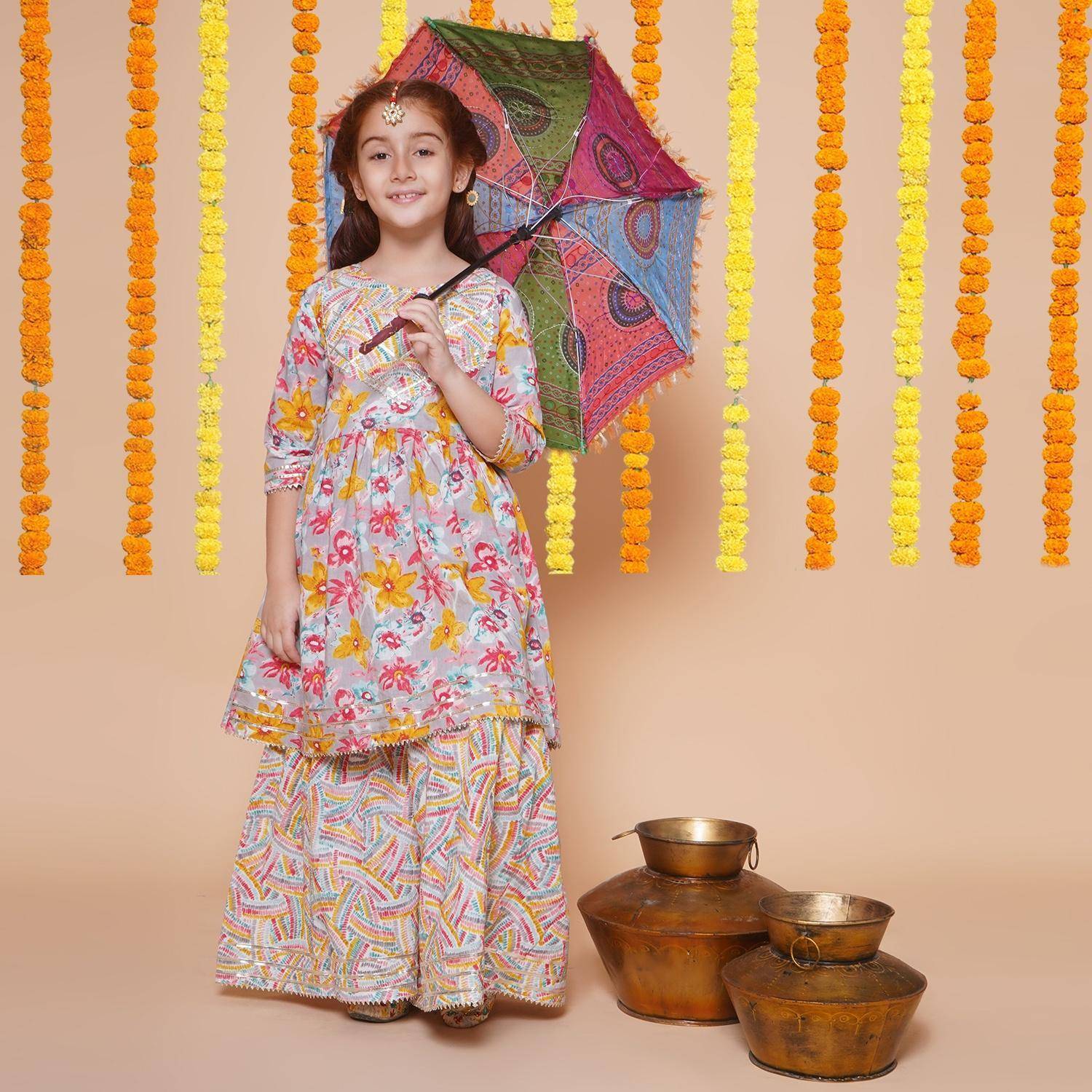 Arshia Fashions Girls Festive & Party Kurta and Palazzo Set