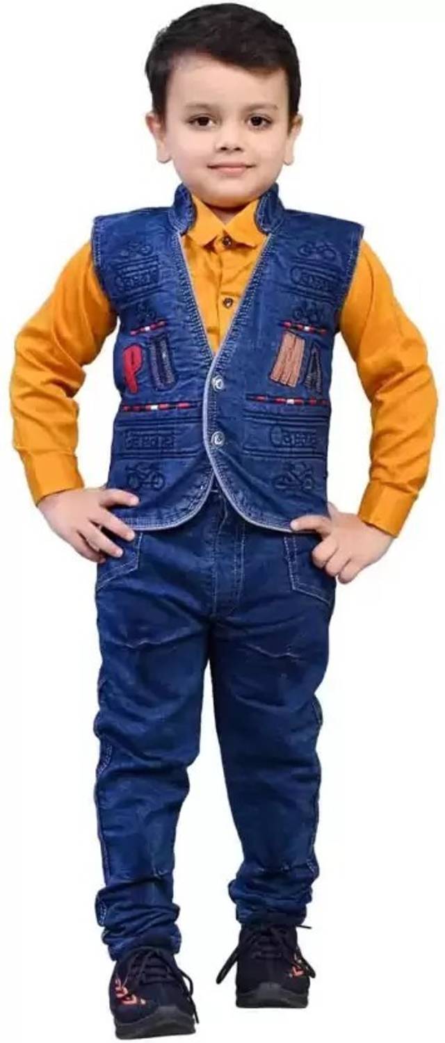 Shyamshree Boys Festive & Party Shirt, Waistcoat and Pant Set