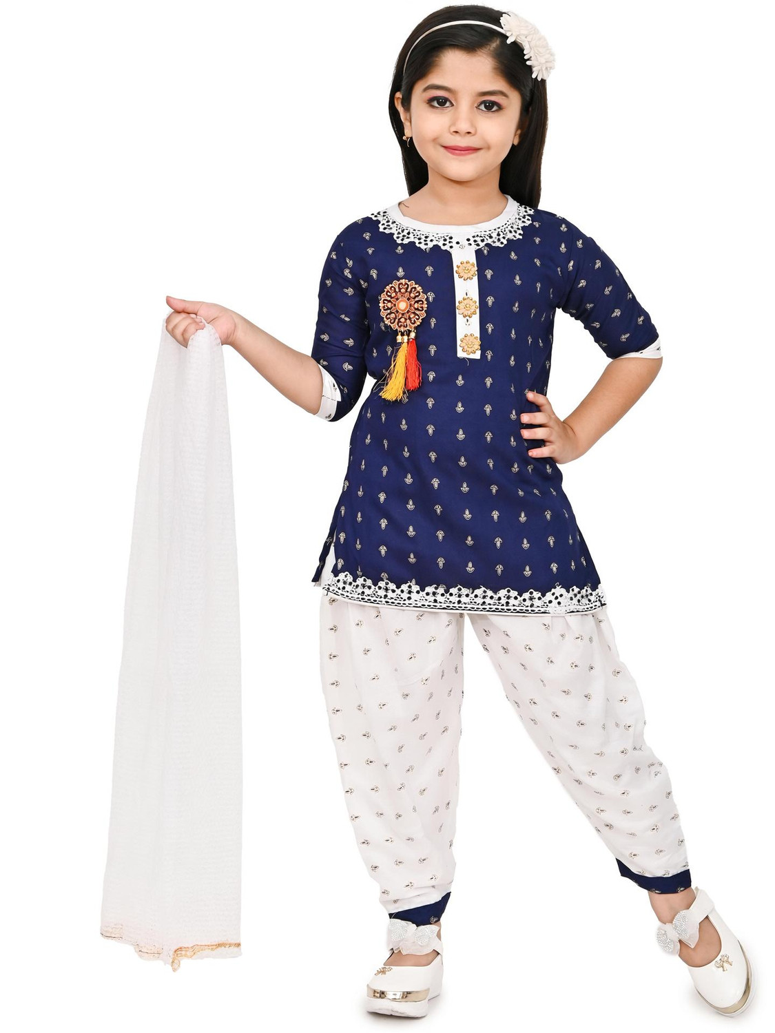 Image of Suhana Kolkata Girls Festive & Party Dhoti & Kurta Set