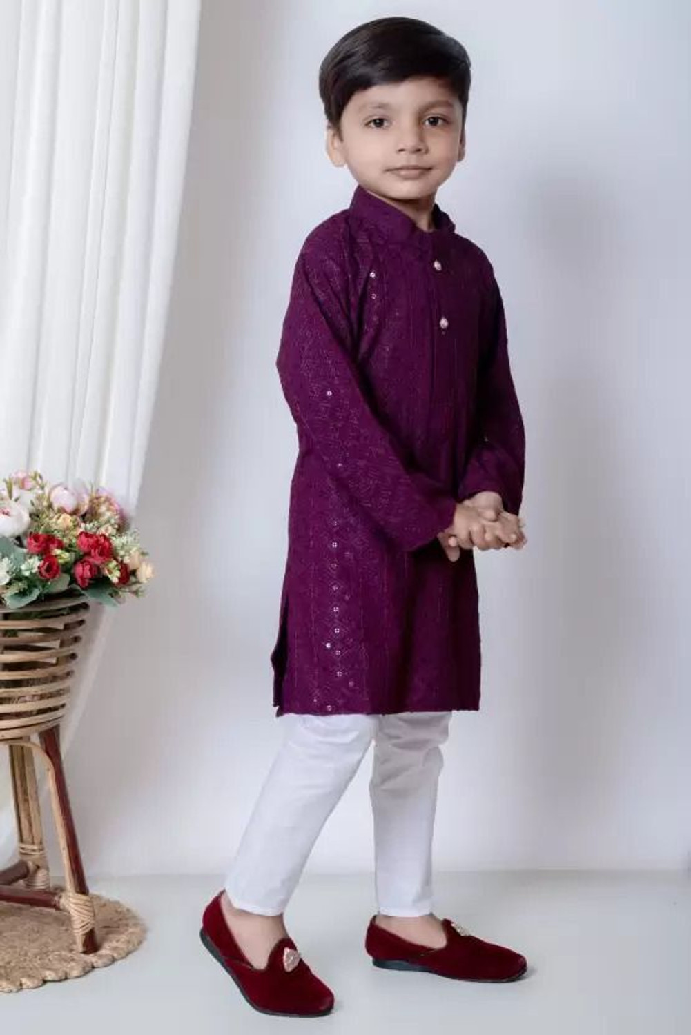 Image of Kidsearth Boys Festive & Party Kurta and Pyjama Set