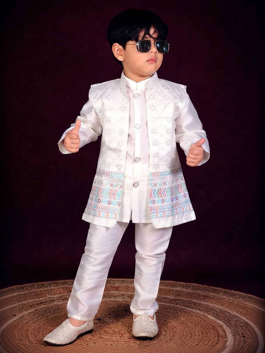 Aligarmentswb Boys Festive & Party Kurta, Waistcoat and Pyjama Set