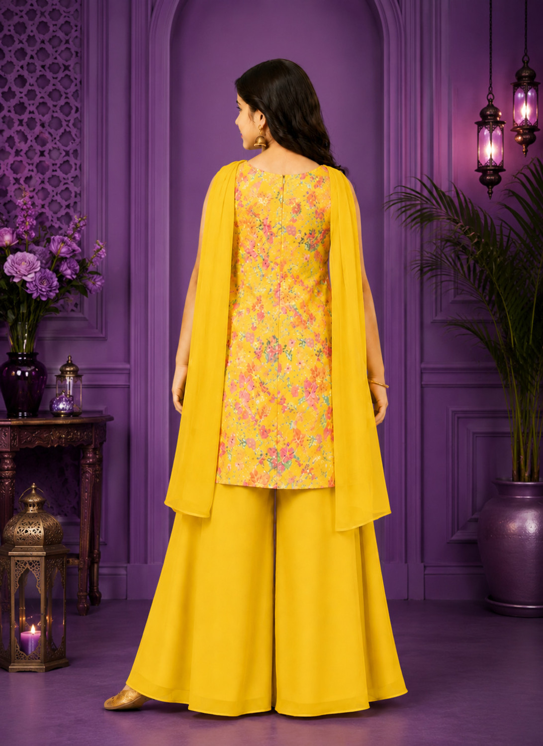 Image of FashionFrenzy Girls Festive & Party Kurta and Palazzo Set