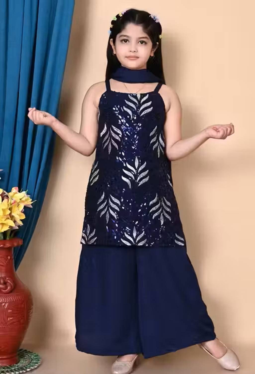 Bjmdresses Girls Wedding Kurta and Palazzo Set