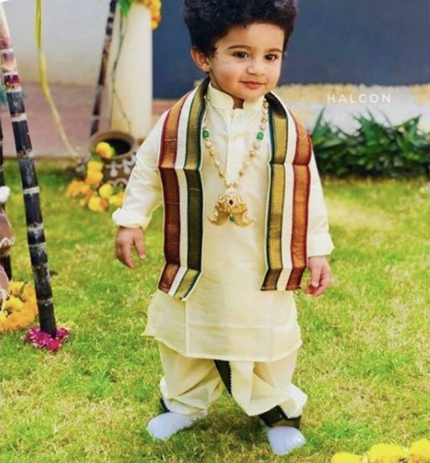 ABLASKAR FASHION Baby Boys Festive & Party Kurta, Pyjama & Dupatta Set