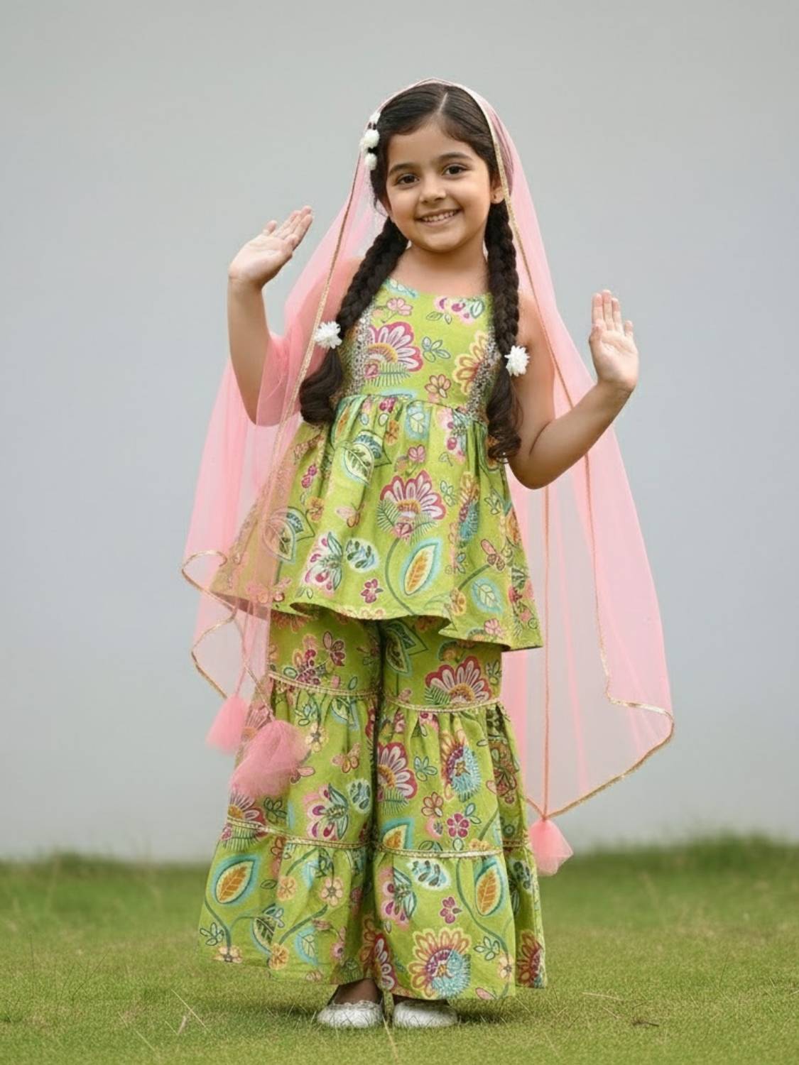 Bholukart Girls Festive & Party Kurta and Sharara Set