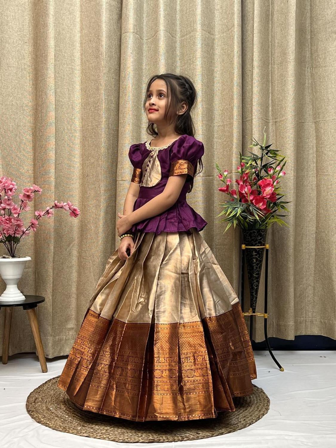 Image of Divastri Girls Lehenga Choli Ethnic Wear Solid Lehenga Choli