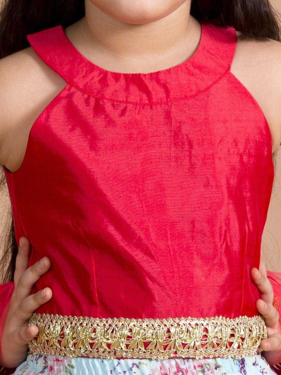 Image of Pspeaches Girls Lehenga Choli Ethnic Wear Floral Print Lehenga, Choli and Dupatta Set