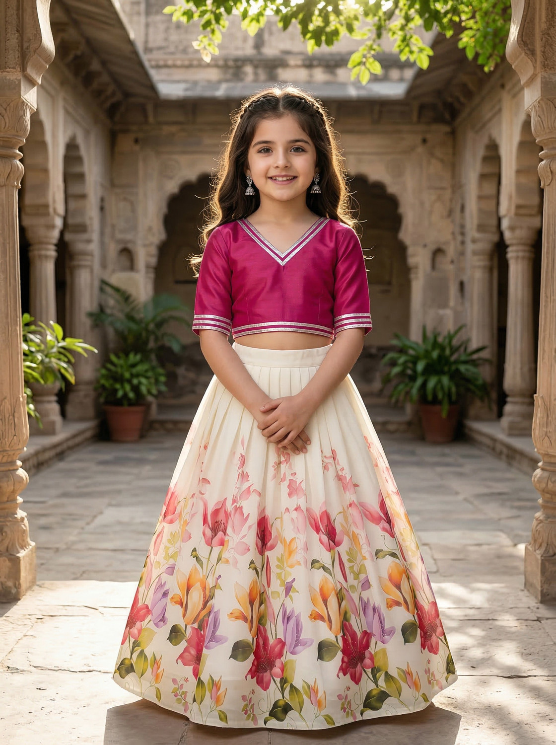 Image of Tejam Indi Girls Lehenga Choli Ethnic Wear Printed Lehenga Choli