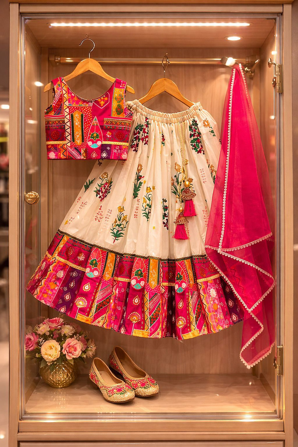 Image of BBPRIMESTORE Indi Baby Girls Lehenga Choli Ethnic Wear, Party Wear Printed Lehenga, Choli and Dupatta Set