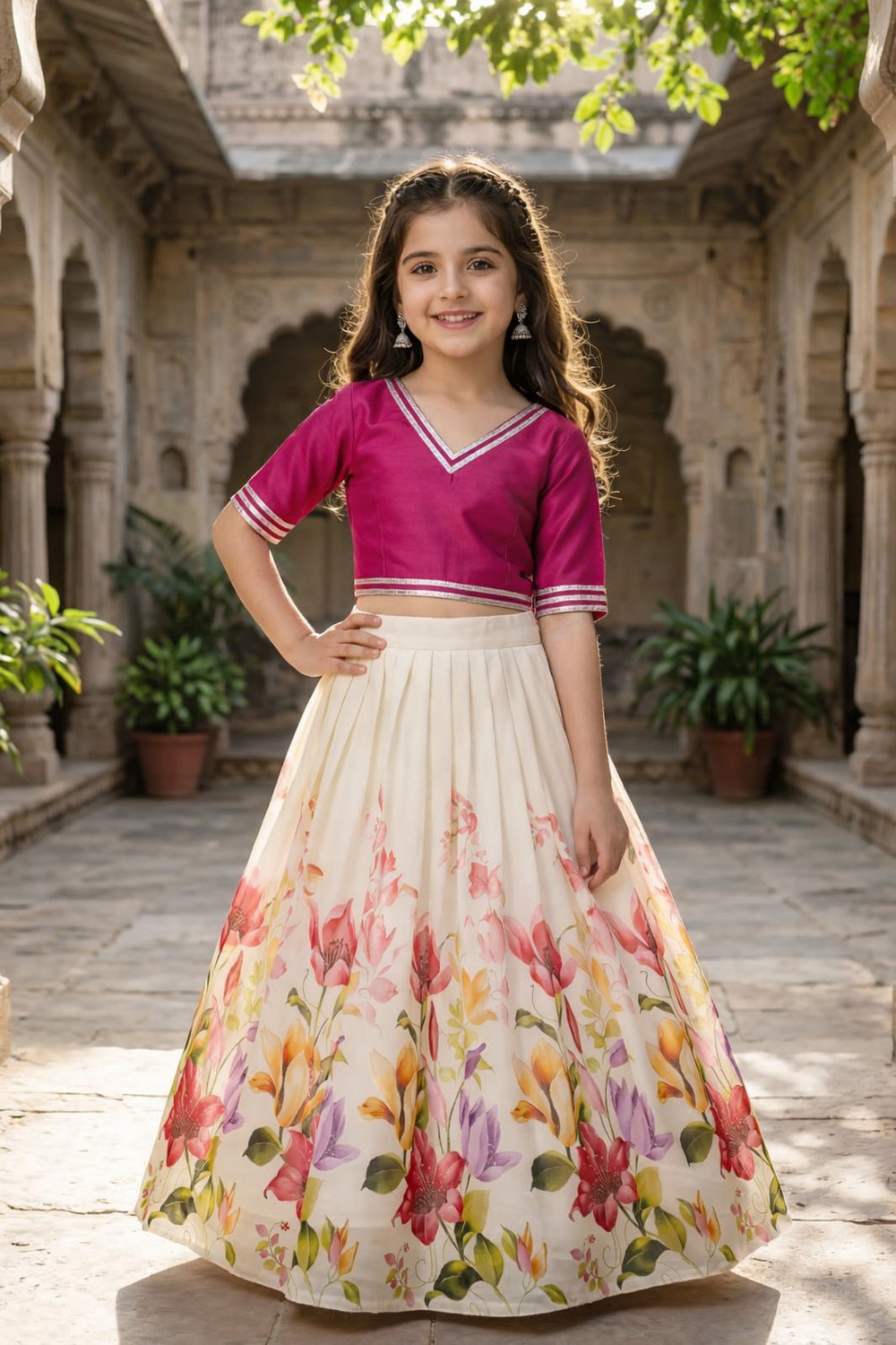 Image of Tejam Indi Girls Lehenga Choli Ethnic Wear Printed Lehenga Choli