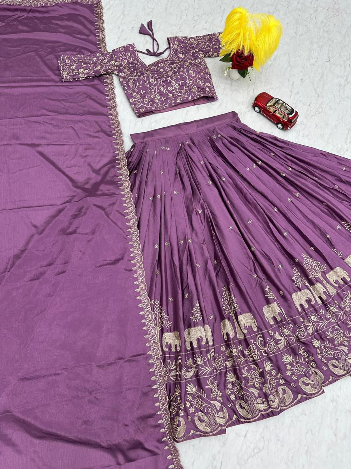 Image of Closin Girls Lehenga Choli Ethnic Wear Embroidered Lehenga, Choli and Dupatta Set