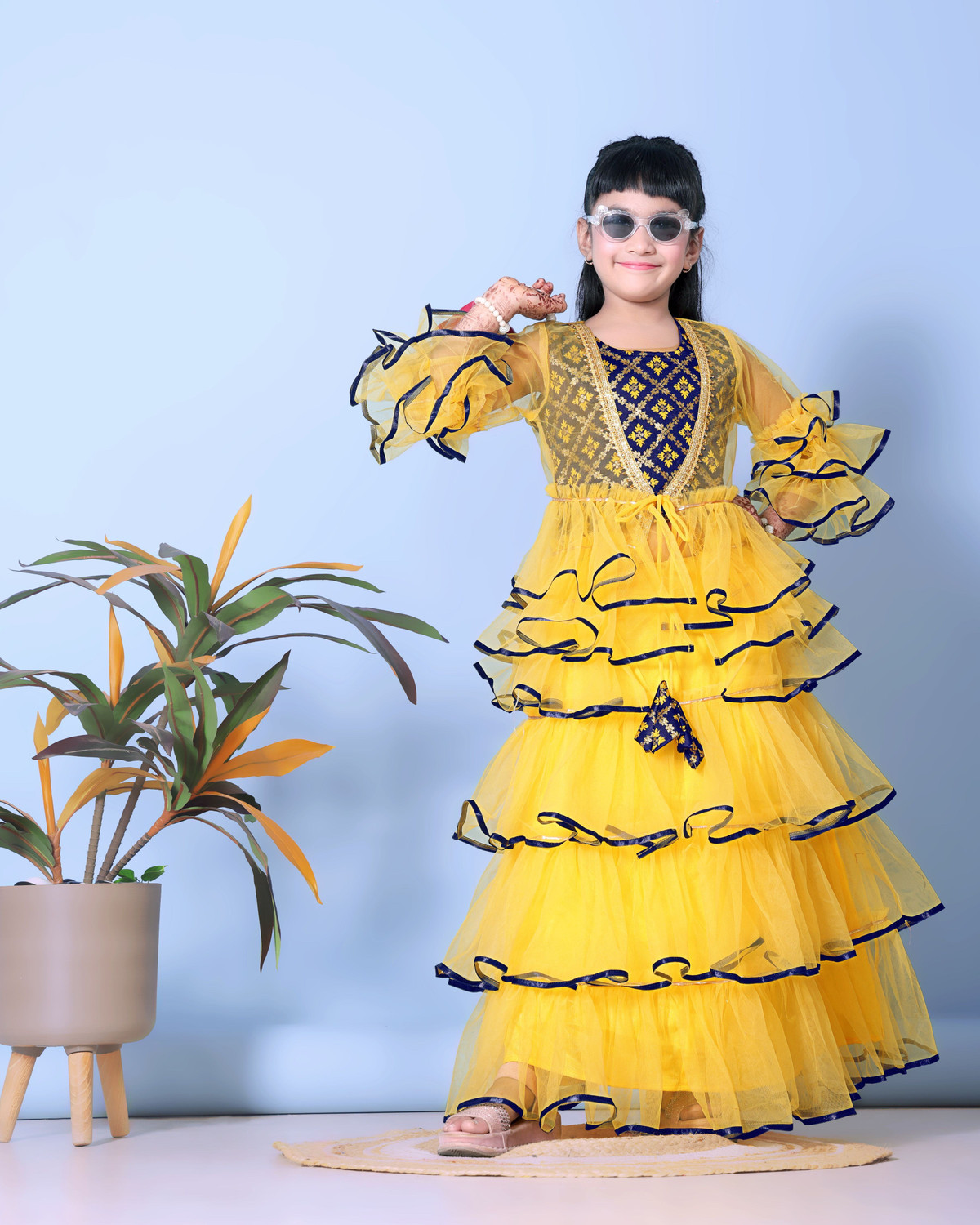 Image of satyamfab Indi Baby Girls Lehenga Choli Ethnic Wear Self Design Lehenga & Crop Top