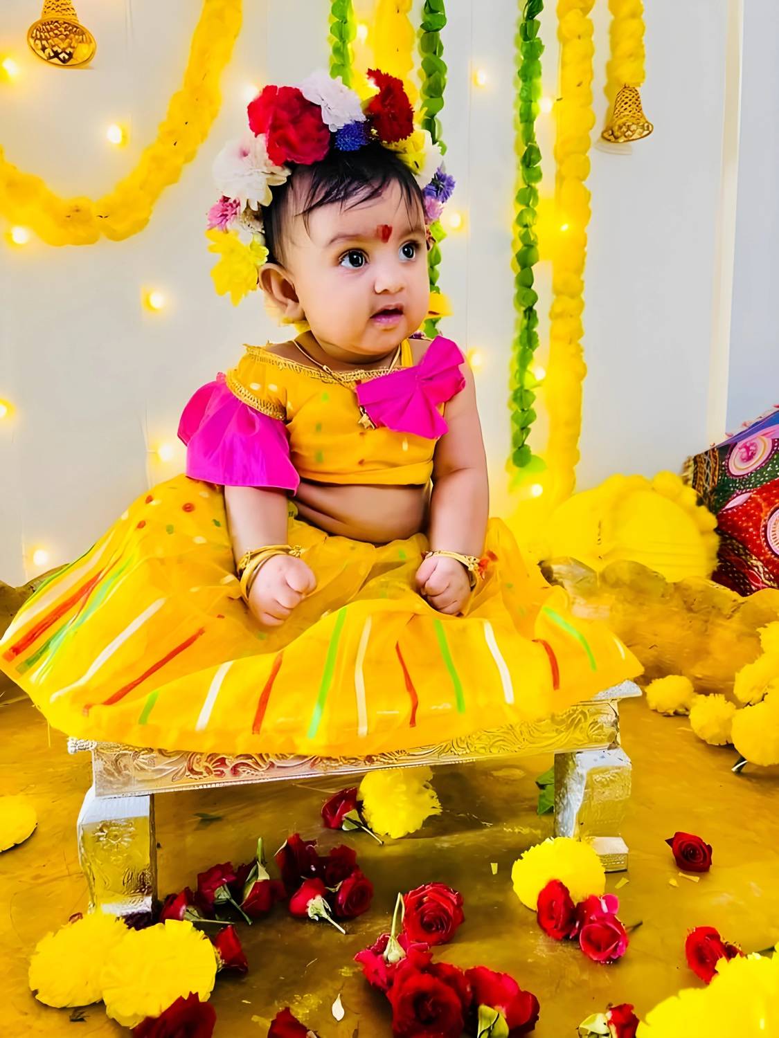 Balika Textile Baby Girls Lehenga Choli Party Wear Self Design Lehenga