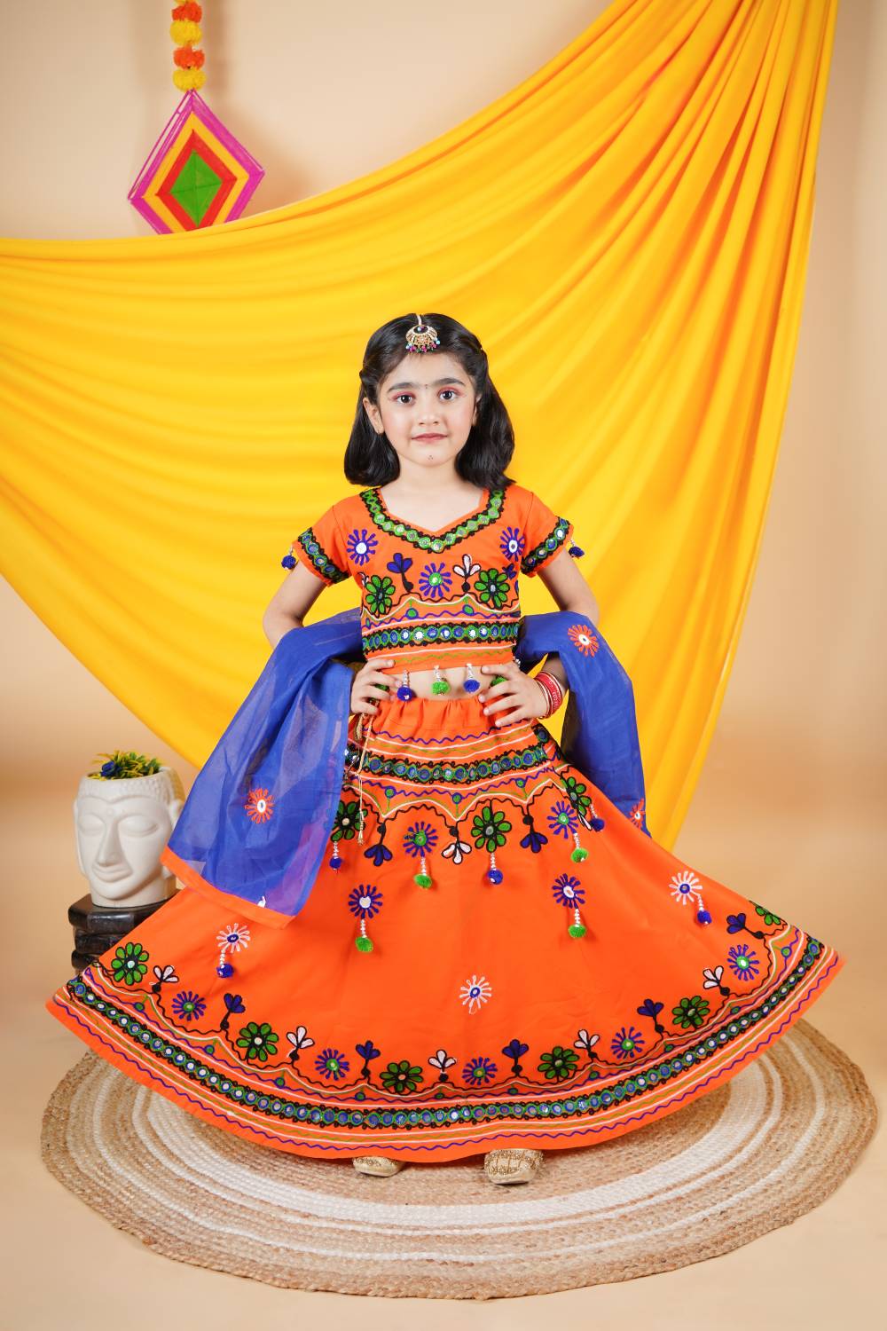 AHHAAAA Girls Lehenga Choli Fusion Wear Embroidered Lehenga Choli