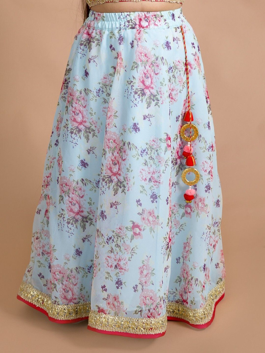Image of Pspeaches Girls Lehenga Choli Ethnic Wear Floral Print Lehenga, Choli and Dupatta Set
