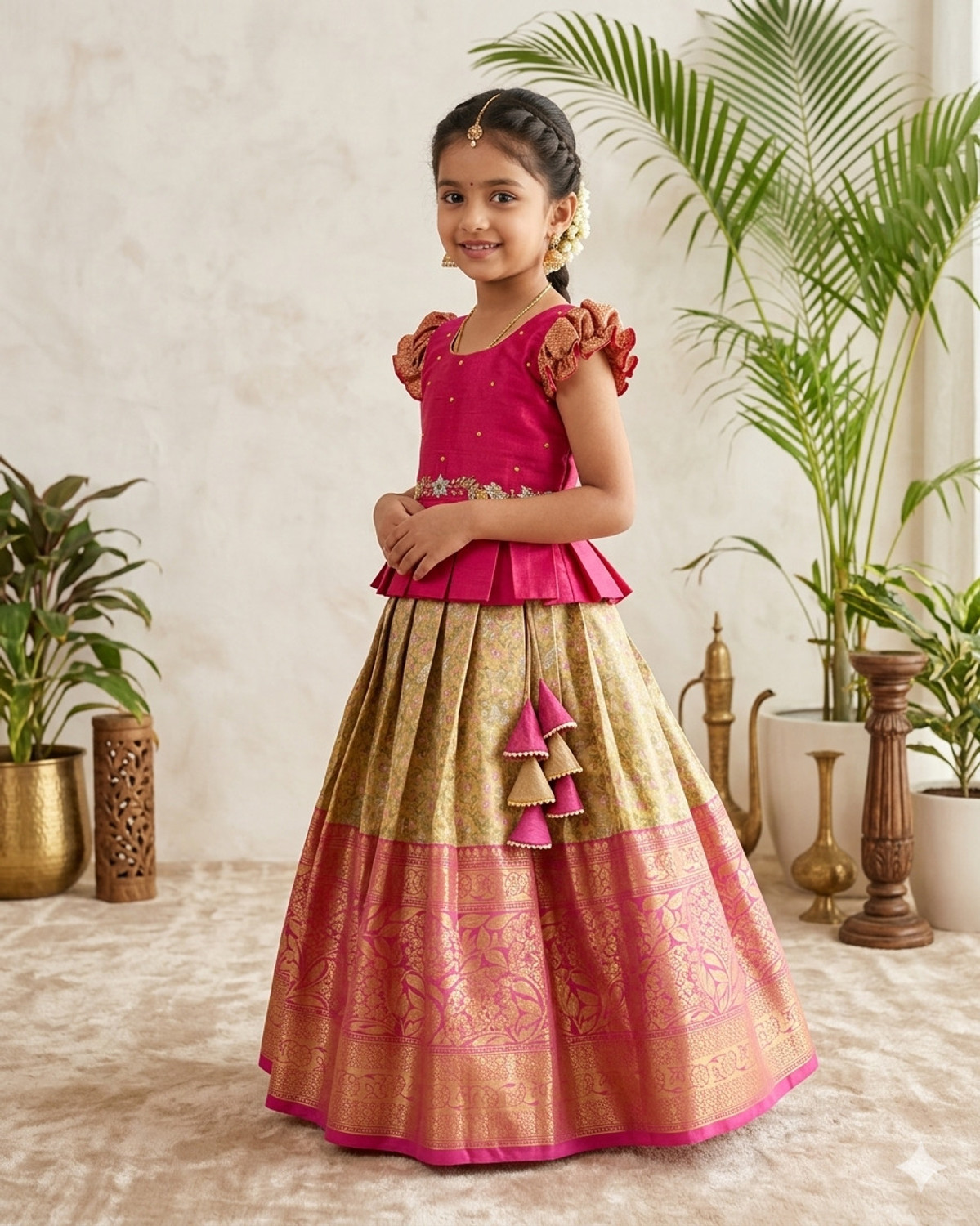 VAIDRI CREATION Girls Lehenga Choli Ethnic Wear, Party Wear Embroidered Lehenga Choli