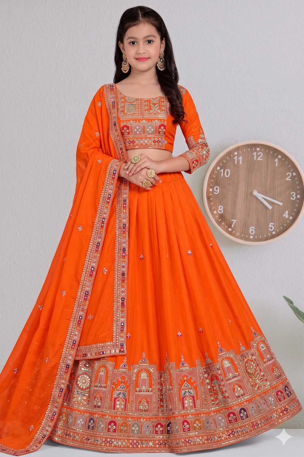SDMI FASHION Girls Lehenga Choli Party Wear Embroidered Lehenga, Choli and Dupatta Set