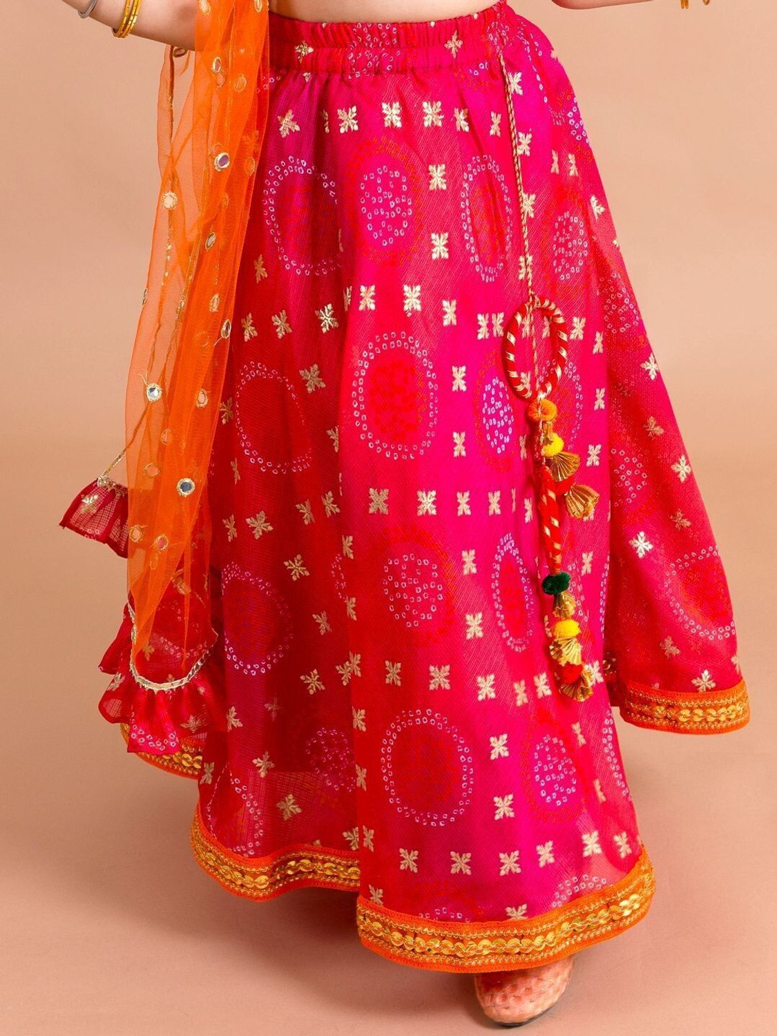 Image of Pspeaches Girls Lehenga Choli Ethnic Wear Self Design Lehenga, Choli and Dupatta Set