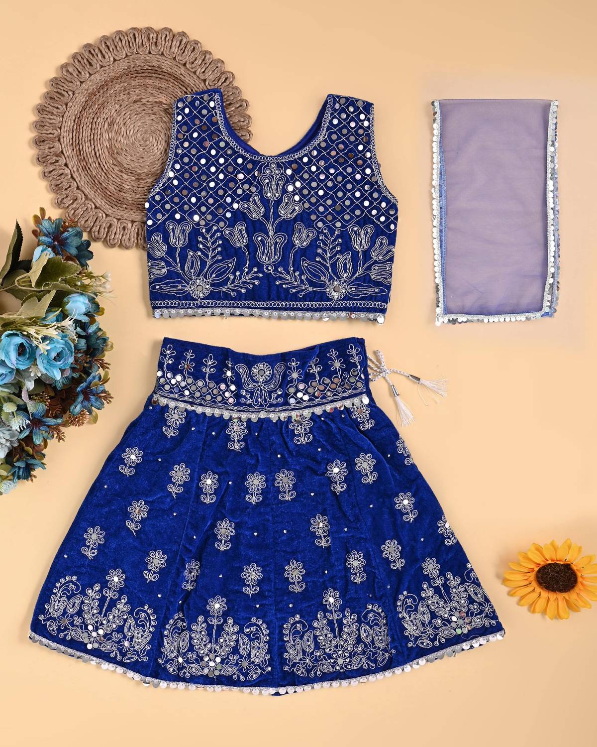 ANMLDRESS Girls Lehenga Choli Party Wear, Ethnic Wear Self Design Lehenga Choli