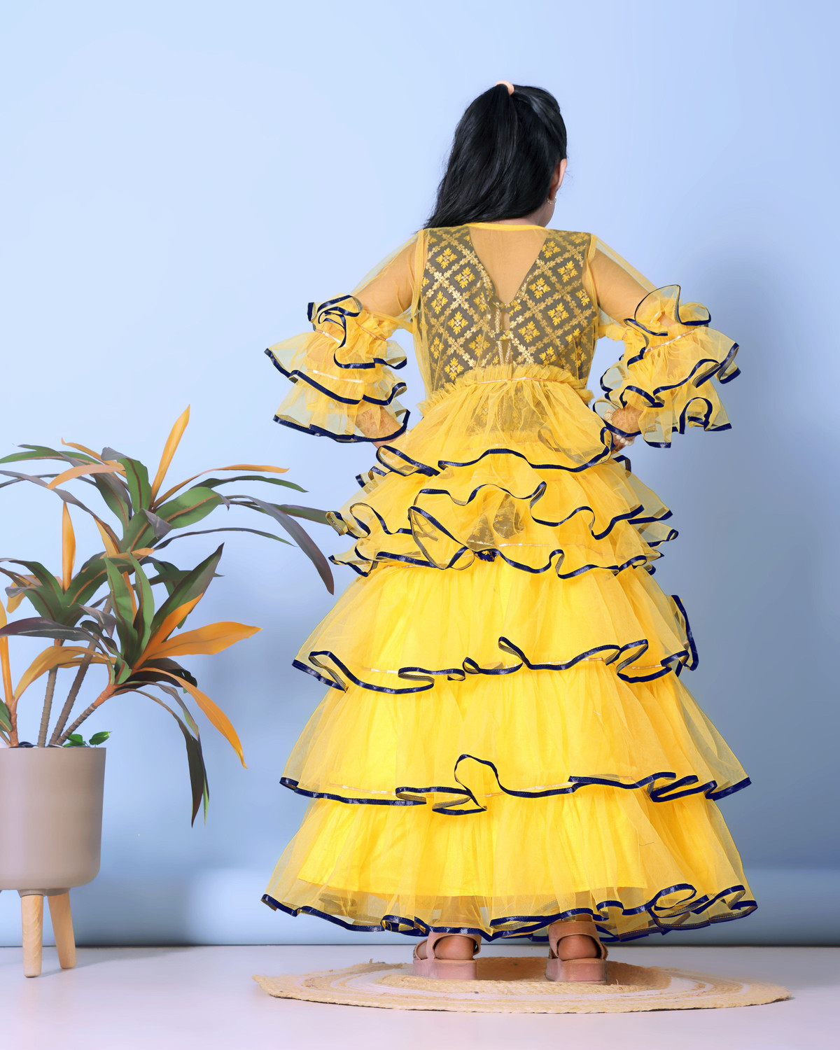 Image of satyamfab Indi Baby Girls Lehenga Choli Ethnic Wear Self Design Lehenga & Crop Top
