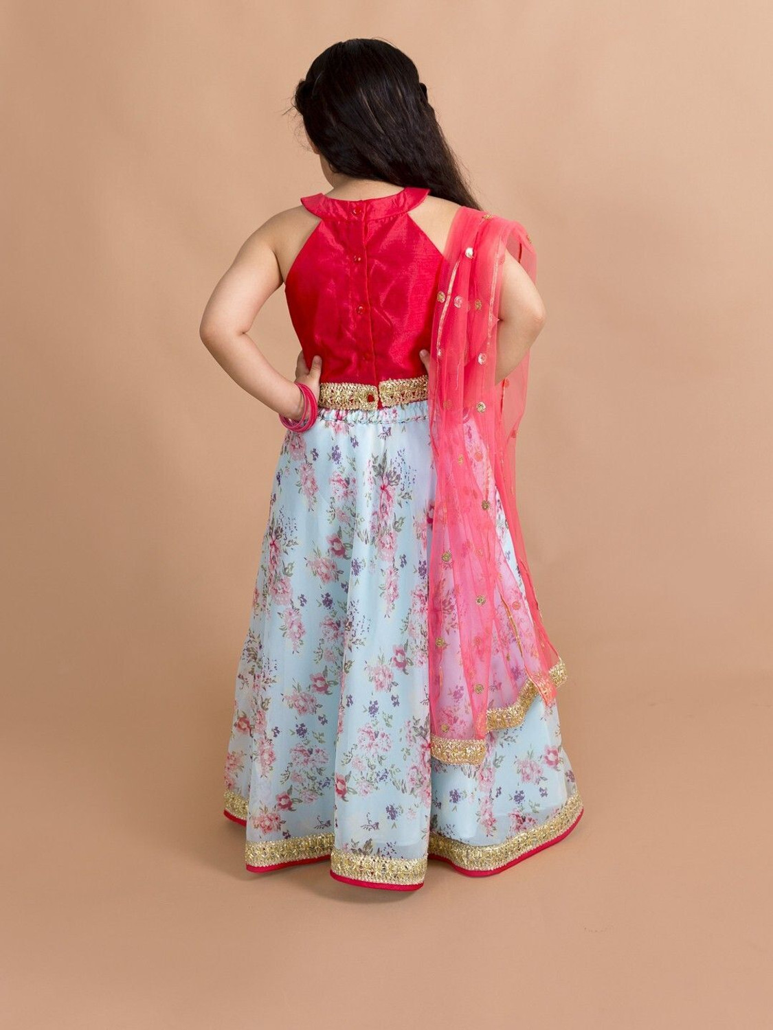 Image of Pspeaches Girls Lehenga Choli Ethnic Wear Floral Print Lehenga, Choli and Dupatta Set
