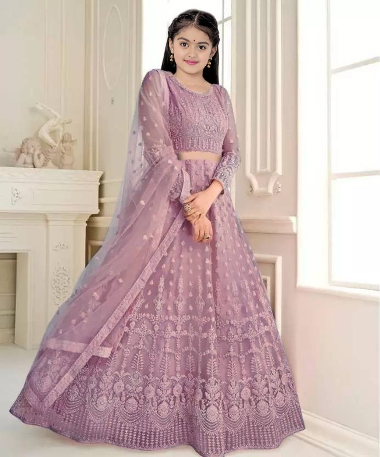 Image of Gheludi Girls Lehenga Choli Ethnic Wear Embroidered Lehenga, Choli and Dupatta Set