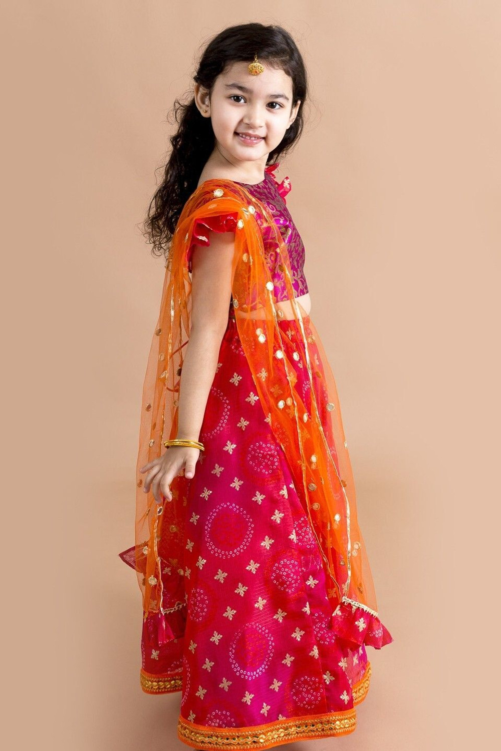 Image of Pspeaches Girls Lehenga Choli Ethnic Wear Self Design Lehenga, Choli and Dupatta Set