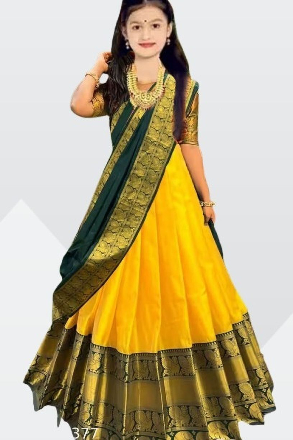 Image of tapovan fashion Indi Girls Lehenga Choli Party Wear Self Design Lehenga, Choli and Dupatta Set (Multicolor, Pack of 1)