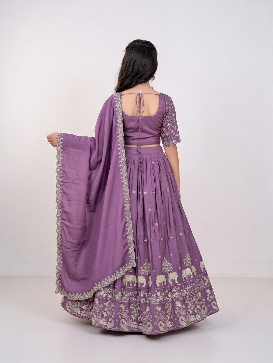 Image of Closin Girls Lehenga Choli Ethnic Wear Embroidered Lehenga, Choli and Dupatta Set